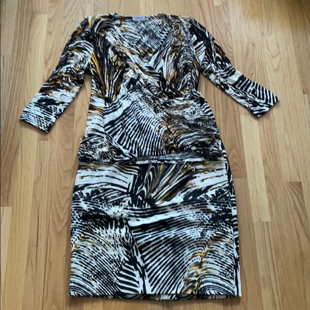 CALVIN KLEIN 3/4 sleeve faux wrap top & skirt
